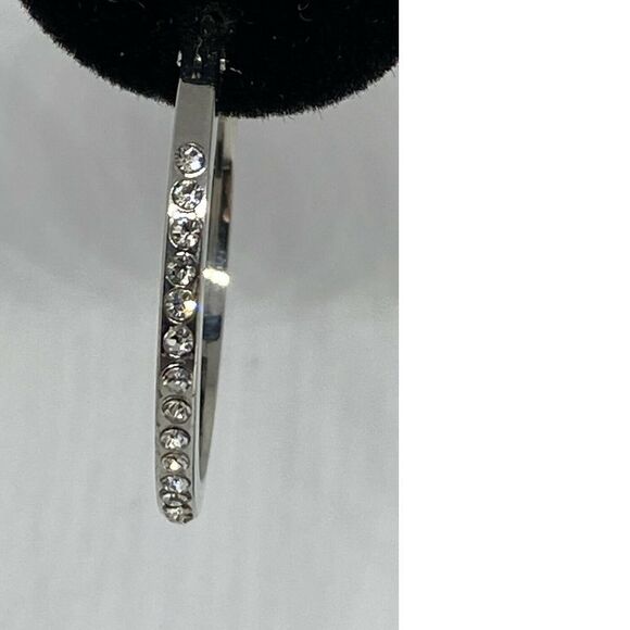 Inc Silver-Tone Small Crystal Hoop Earrings MSRP $34.50 CP215 - Picture 2 of 5